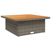 vidaXL Trädgårdsbord grå 110x110x71 cm konstrotting och akaciaträ