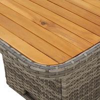 vidaXL Trädgårdsbord grå 110x110x71 cm konstrotting och akaciaträ