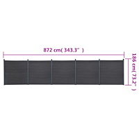 vidaXL Staketpanel grå 872x186 cm WPC