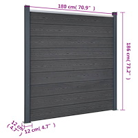 vidaXL Staketpanel grå 872x186 cm WPC