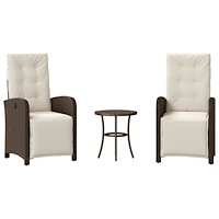 vidaXL Bistrogrupp med dynor 3 delar brun konstrotting