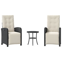 vidaXL Caféset med dynor 3 delar svart konstrotting