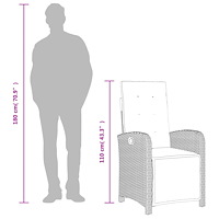 vidaXL Matgrupp för trädgården med dynor 7 delar ljusgrå konstrotting