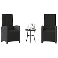 vidaXL Caféset med dynor 3 delar svart konstrotting