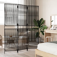 vidaXL Rumsavdelare 3 paneler svart konstrottning