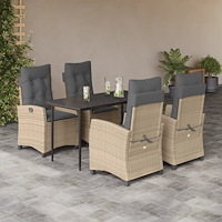 vidaXL Matgrupp för trädgården med dynor 5 delar mixbeige konstrotting