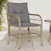 vidaXL Trädgårdsstolar med dynor 2 st blandad beige konstrotting
