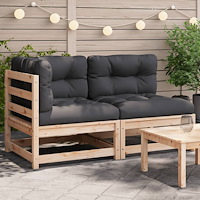 vidaXL Trädgårdssoffa 2-sits med dynor massiv furu