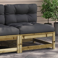 vidaXL Trädgårdssoffa utan armstöd med dynor impregnerad furu