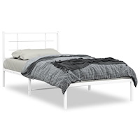 vidaXL Sängram med huvudgavel metall vit 107x203 cm
