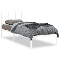 vidaXL Sängram med huvudgavel metall vit 80x200 cm
