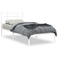vidaXL Sängram med huvudgavel metall vit 90x190 cm