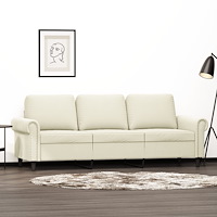 vidaXL 3-sitssoffa gräddvit 180 cm sammet