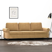 vidaXL 3-sitssoffa brun 180 cm sammet