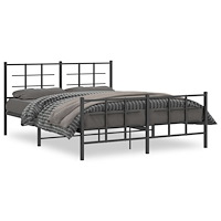 vidaXL Sängram utan madrass med fotgavel metall svart 160x200 cm