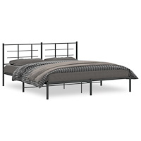vidaXL Sängram med huvudgavel metall svart 180x200 cm