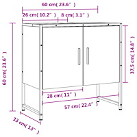 vidaXL Tvättställsskåp rökfärgad ek 60x33x60 cm konstruerat trä