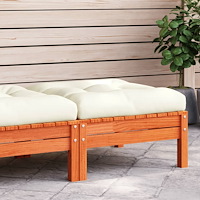 vidaXL Fotpall med dyna för trädgården vaxbrun massiv furu