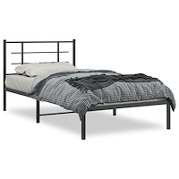 vidaXL Sängram med huvudgavel metall svart 100x200 cm