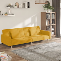 vidaXL Bäddsoffa 2-sits med två kuddar gul tyg