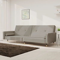 vidaXL Bäddsoffa 2-sits med två kuddar ljusgrå sammet