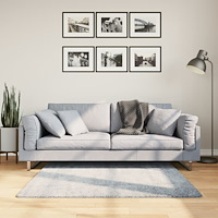 vidaXL Ryamatta PAMPLONA lång lugg modern blå 120x120 cm