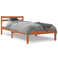 vidaXL Sängram utan madrass vaxbrun 100x200 cm massiv furu