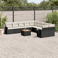 vidaXL Loungegrupp för trädgården m. dynor 11 delar konstrotting svart