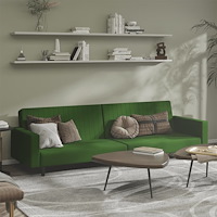vidaXL Bäddsoffa 2-sits mörkgrön sammet