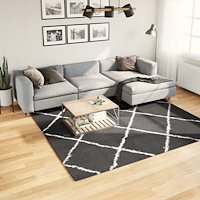 vidaXL Ryamatta PAMPLONA lång lugg modern svart & gräddvit 240x240 cm