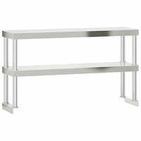 vidaXL Arbetsbord med överhylla 110x55x150 cm rostfritt stål