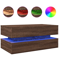 vidaXL Soffbord med LED brun ek 90x50x40 cm