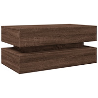 vidaXL Soffbord med LED brun ek 90x50x40 cm