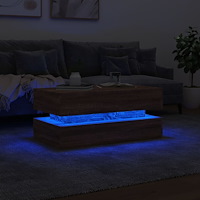 vidaXL Soffbord med LED brun ek 90x50x40 cm