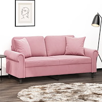 vidaXL 2-sitssoffa med prydnadskuddar rosa 140 cm sammet