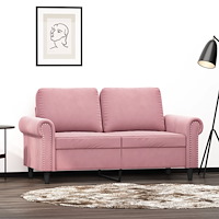 vidaXL Soffa 2-sits rosa 120 cm sammet
