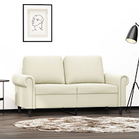 vidaXL 2-sitssoffa gräddvit 120 cm sammet