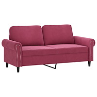vidaXL 2-sitssoffa vinröd 140 cm sammet