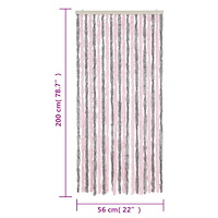 vidaXL Insektsgardin silvergrå och rosa 56x200 cm chenille
