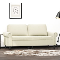 vidaXL Soffa 2-sits gräddvit 140 cm sammet