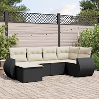 vidaXL Loungegrupp med dynor 6 delar svart konstrotting