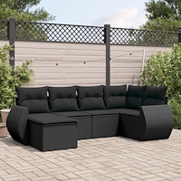 vidaXL Loungegrupp med dynor 6 delar svart konstrotting