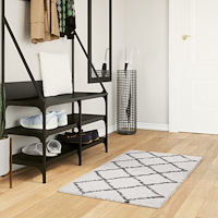 vidaXL Ryamatta PAMPLONA lång lugg modern gräddvit & svart 60x110 cm