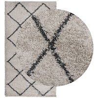 vidaXL Ryamatta PAMPLONA lång lugg modern beige & antracit 60x110 cm