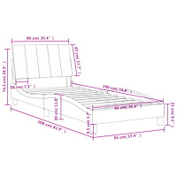 vidaXL Sängram med huvudgavel rosa 90x190 cm sammet