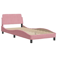 vidaXL Sängram med huvudgavel rosa 90x190 cm sammet