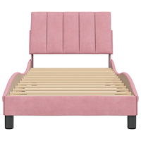 vidaXL Sängram med huvudgavel rosa 90x190 cm sammet