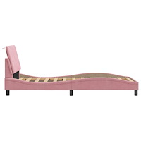 vidaXL Sängram med huvudgavel rosa 90x190 cm sammet