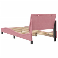 vidaXL Sängram med huvudgavel rosa 90x190 cm sammet