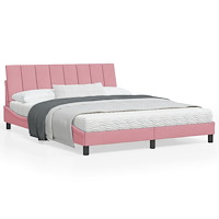 vidaXL Sängram med huvudgavel rosa 160x200 cm sammet